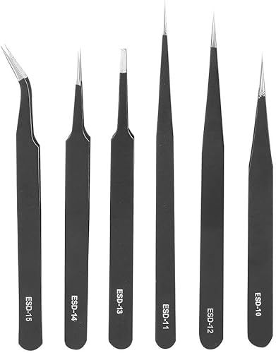 Miniatura 5 de Juego de pinzas, pinzas de mango antideslizante, pinzas portátiles de reparación de relojes, juego de 6 pinzas de 0.059 in, juego de 6 pinzas para