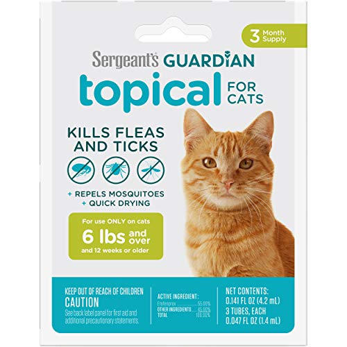 Sergeant's Espremer pulgas e carrapatos em gatos tópicos 2,7 kg e mais, 3 unidades