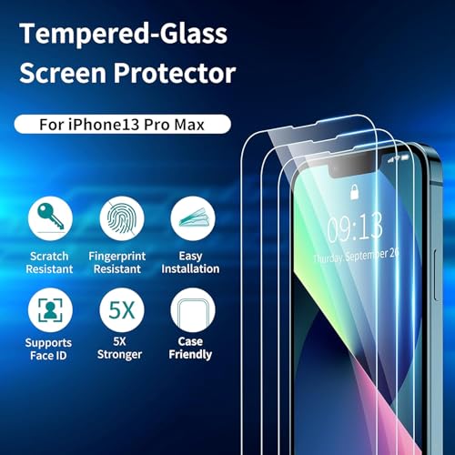 Image of AIBEX Tempered Glass for Apple iPhone 13 Pro Max /Apple iPhone 14 Plus | 9H Hardness | Anti-Glare & Anti-Fingerprint | Water Resistant | Edge-to-Edge Full Screen Protector | Bubble-Free Installation
