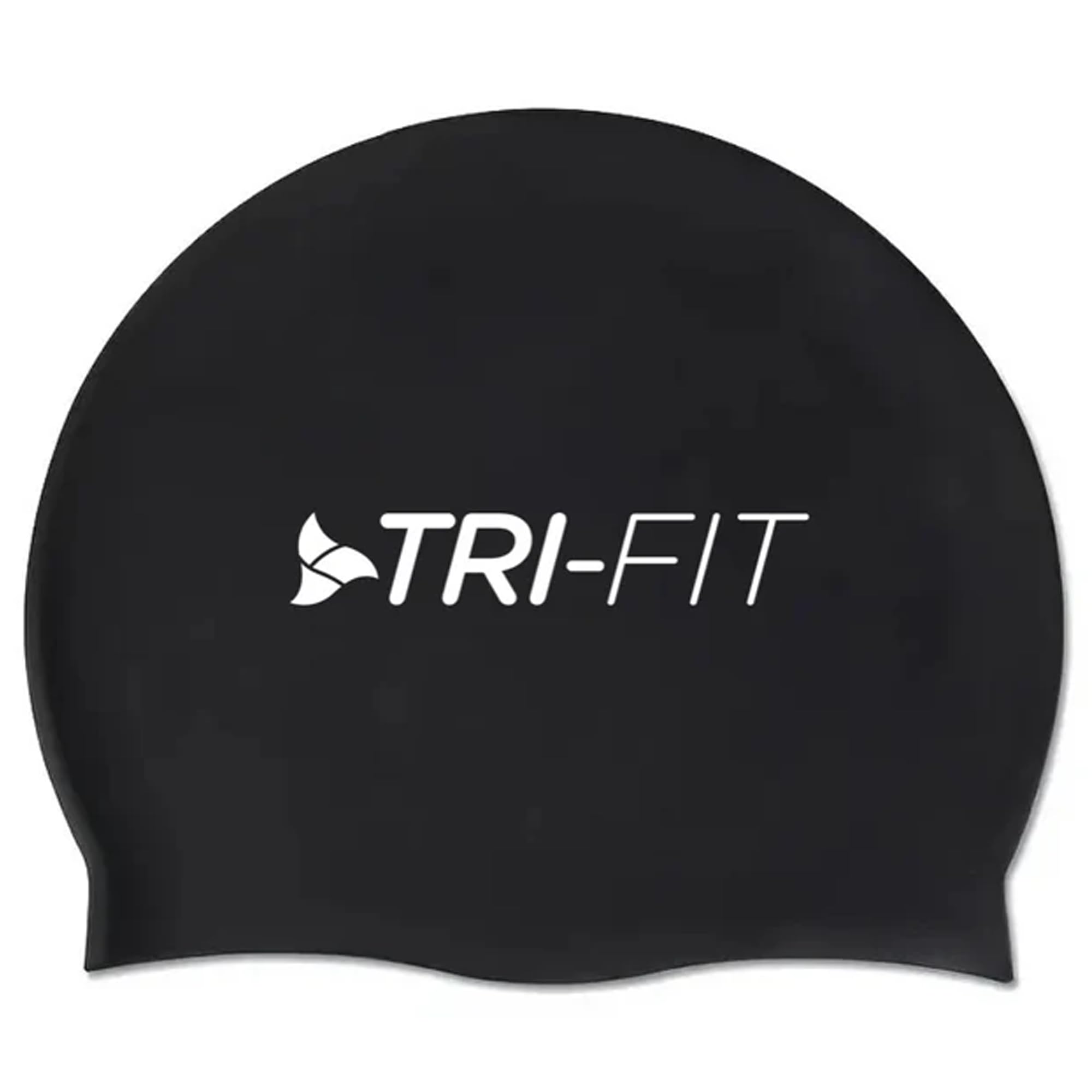 TRI-FIT Silicone Swimming Cap For Open Water | Hypoallergenic & Waterproof | Wrinkle-Free Fit | High Stretch Material For Reduced Drag | For Men & Women (Black)