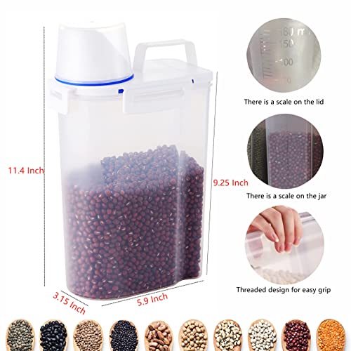 2Pack Cereal Storage Container Set With Lids,Food Containers With Measuring Cup For Flour,Sugar,Grain,Rice&Baking Supply-Airtight Kitchen & Pantry Bulk Food Storage For Kitchen Organization,Clear 2.5L #TOP1