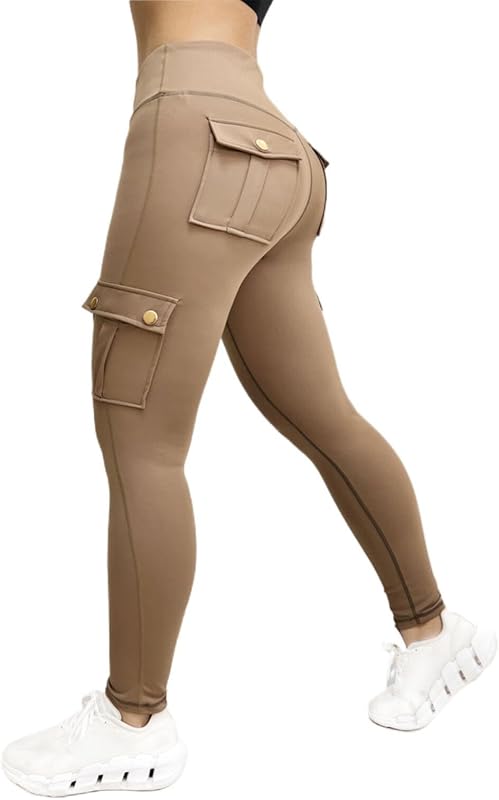 Cargo Yoga Leggings with Pockets for Women Tummy Control Butt Lifting Plus Size Leggings High Waisted Cargo Pants