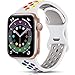 Epova Correa Deporte Compatible con Apple Watch 42mm 44mm, Mujeres Hombres Pulsera de Silicona Transpirable para iWatch SE Series 6 5 4 3 2 1, Blanco/Arco Iris, Pequeño
