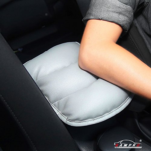 GAMPRO Luxury PU Soft Leather Car Center Console Cushion(11x 8.6 inches) Vehicle Seat Cushions Armrest Pillow Pad for Car Motor Auto Vehicle, Raises Your Center Console.(Gray)