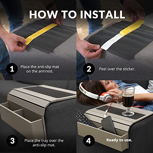Meistar Sofa Tray Table With Eva Base. Remote Control And Cellphone Organizer Holder, Arm Rest Organizer, Arm Rest Table With Pockets. Fits Over Square Chair Arms. (Fendy) #TOP6