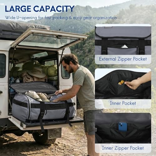 Image of Haimont Heavy Duty Convertible Travel Duffel Backpack, Grey, 90L