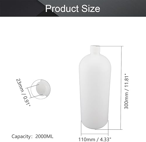 Miniatura 2 de Othmro 2 botellas cilíndricas de reactivo químico de laboratorio de plástico de 67.6 fl oz/67.64 onzas, botella de reactivo de laboratorio de boca