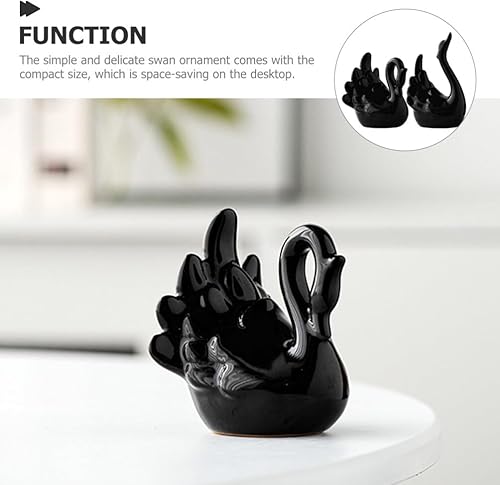 Miniatura 7 de Estatua de cisne de cerámica para pareja, escultura de mesa de cisne elegante, figura de cisne de porcelana, adorno de cisne de escritorio para