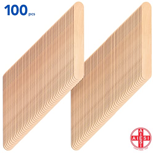 AIESI® Holzspatel Mundspatel Zungenspatel aus holz einweg NICHT STERIL (Packung mit 100 Stück)