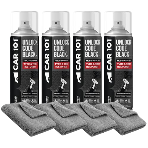 Image of CAR101 Tyre & Trim Restorer | 250ml - Pack of 4 | Multi-Purpose Protectant for Plastic, Vinyl & Rubber | Nano Polymer Technology | Revives Faded Exterior Trim & Bumpers