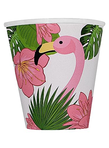 Funidelia | 8 vasos de flamencos Tropical flamingos Animales, Flamingo - Decoración para fiestas de cumpleaños, fiestas de disfraces, Halloween y Carnaval - Verde