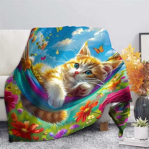 Couverture de lit chat idée cadeau originale pour passionnés d'animaux doux