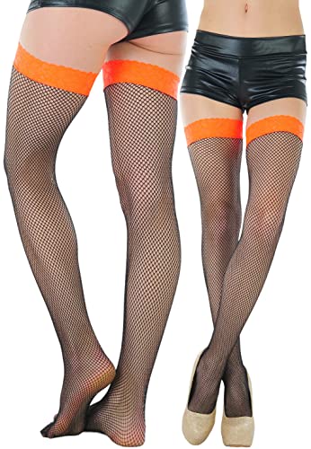 Image of ToBeInStyle Women's Fine Classic Fishnet Thigh High Stretch Nylon Novelty Stockings