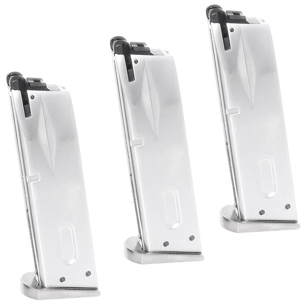 Airsoft Parts WE (WE-TECH) 3pcs 26rd Gas Magazine for AW MB Series/KJW/Tokyo Marui/WE M9 M92 GBB Pistol Silver