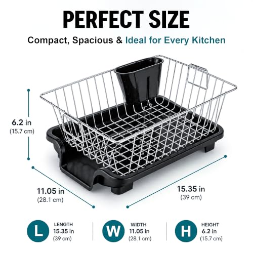 Image of Eightiz Basket Drainer Dish for Kitchen Sink, Multipurpose Plastic Drain Basket with Water Drain Holes, Space Saving Fruit, Vegetable Garden & Utensil Washing Basket for(Stainless Steel)