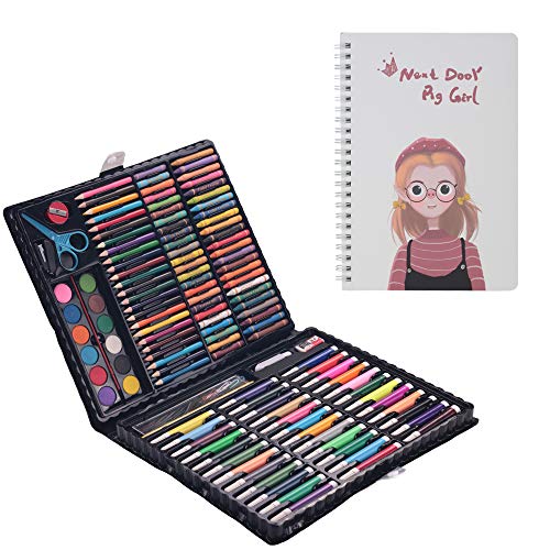 BESTING 151 Deluxe Art Set Crayons Drawing Paper Coloring Pencils Water Color Brush Oil Pastels Markers Eraser Pen Pencil Sharpener for Children Doodle Painting Birthday Christmas Party School (DP038)