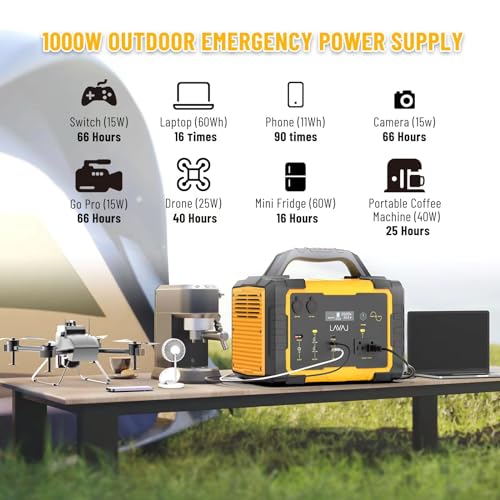 1000W Portable Power Station, 1075Wh Backup Lithium Battery, 120V/1000W AC Outlet, Solar Generator for Home, RV, Outdoor, Camping and Emergencies Use - Image 3