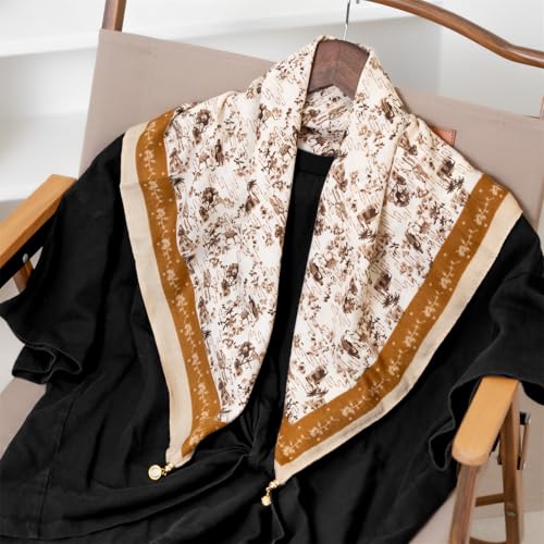 Scarf for Women Lightweight Scarves with Magnetic Clasp Classic Floral Patterns Fashion Neck Handbag Scarf3