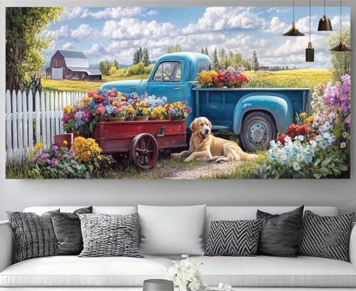 Broderie diamant fleurs et chien XXL, le kit créatif parfait à offrir à un adulte