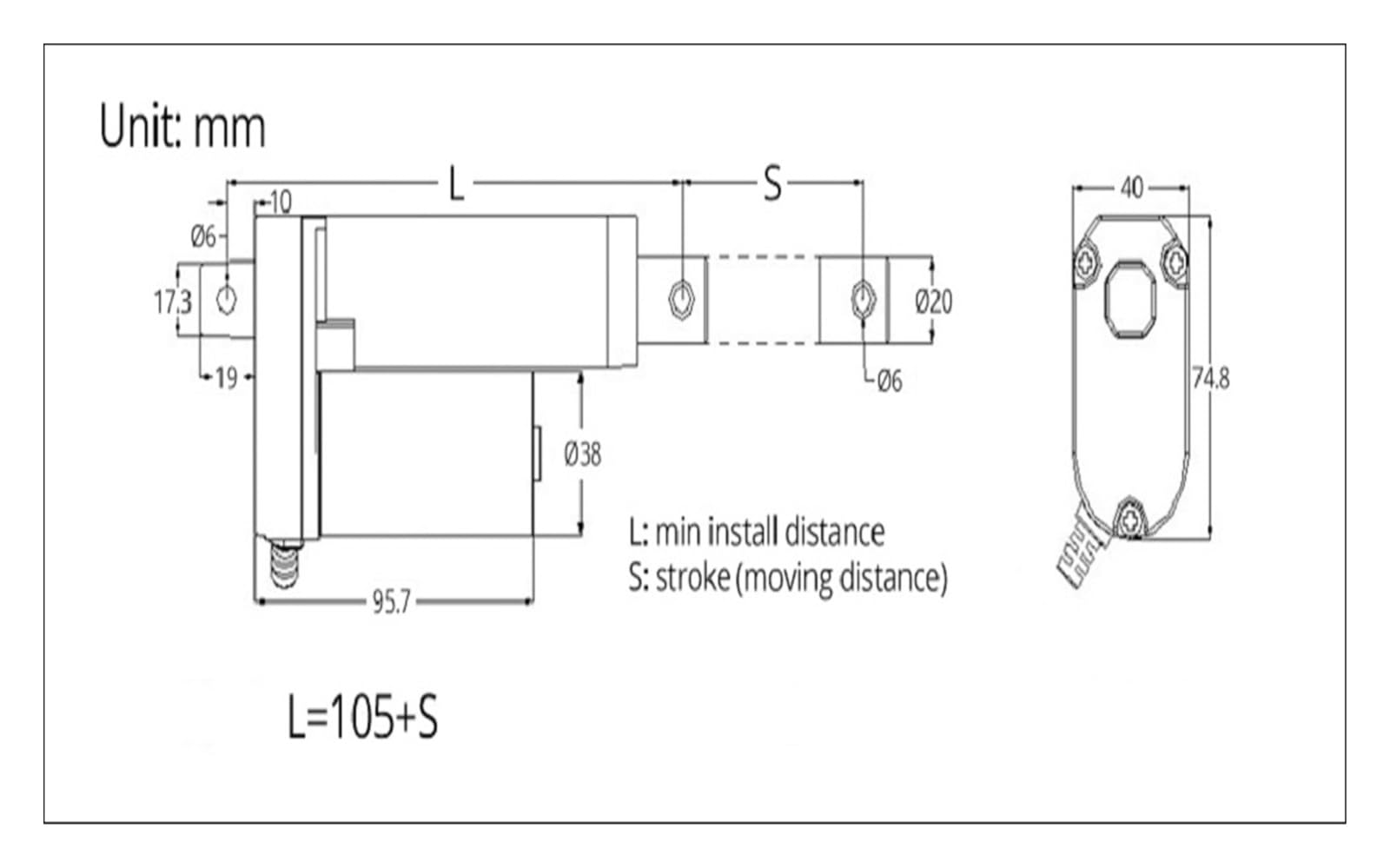 Synchroniczny siłownik liniowy, 1 sterowanie 2 50mm 100mm 150mm 200mm 300mm 400mm skok silnik do drzwi okna, Ciężki obowiązek(350mm stroke,1500N 4mm s)