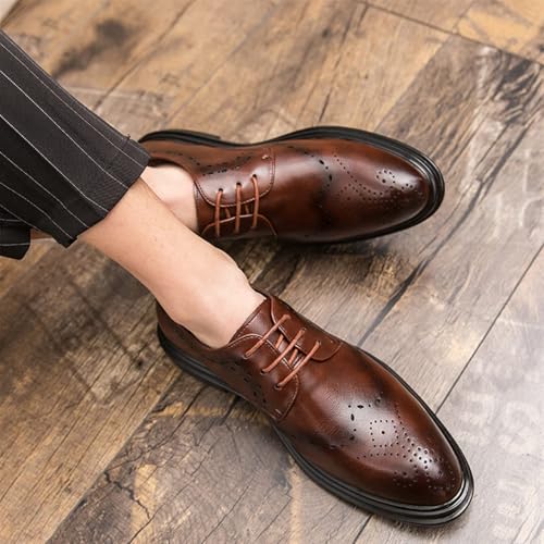 Formal Shoes Dress Oxford for Men Lace Up PU Leather Shoes Round Toe Slip Low Top Lug Sole Dress Shoes for Dating Prom Business Work3