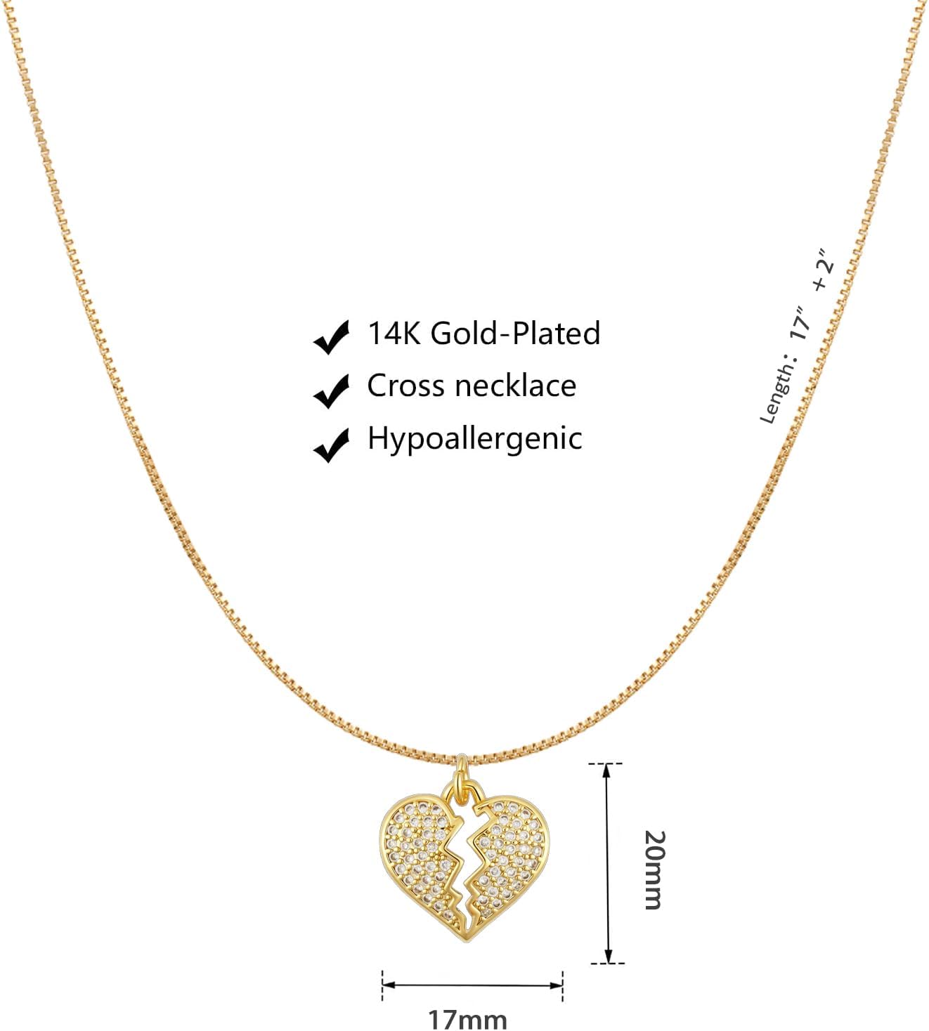 Dainty 14K Gold Plated Heart Necklace for Women - Diamond-Cut Cubic Zirconia Faith Pendant, Adjustable Chain, Spiritual Love Gift for Her - Image 7