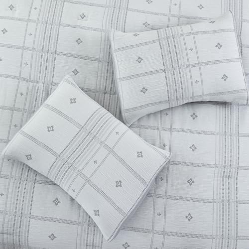Image of Modern Threads 5-Piece Jacquard Comforter Set, Elena Queen in Grey - Elegant Comforter, 2 Pillow Shams, and 2 Decorative Pillows
