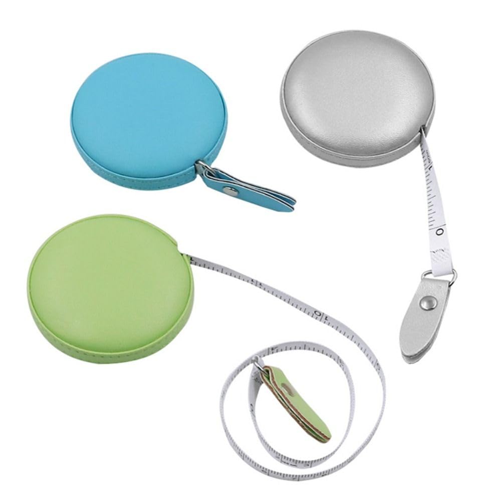 150 cm 60 "Cinta de Regla retráctil Cinta métrica de Cuero Herramienta de medición de Cinta de Rollo portátil retráctil automático(Silver)