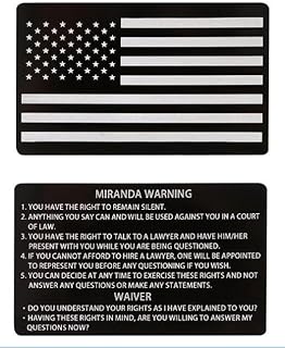 JJLFresheners Black Miranda Warning Card Police,Miranda Warning Card with Flag,Miranda Card Insert Rights Engraved Card Greeting Cards Cards and Card Stock