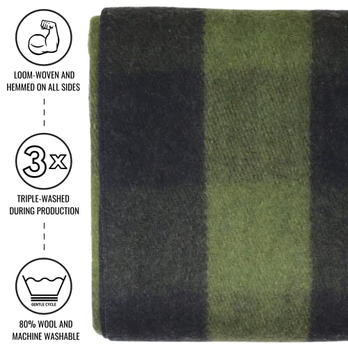 Image of Arcturus Military Wool Blanket - Warm, Thick, Washable - Great for Outdoors, Camping, Stadium Blanket, Picnics, Travel - Car & Bushcraft Survival Kits