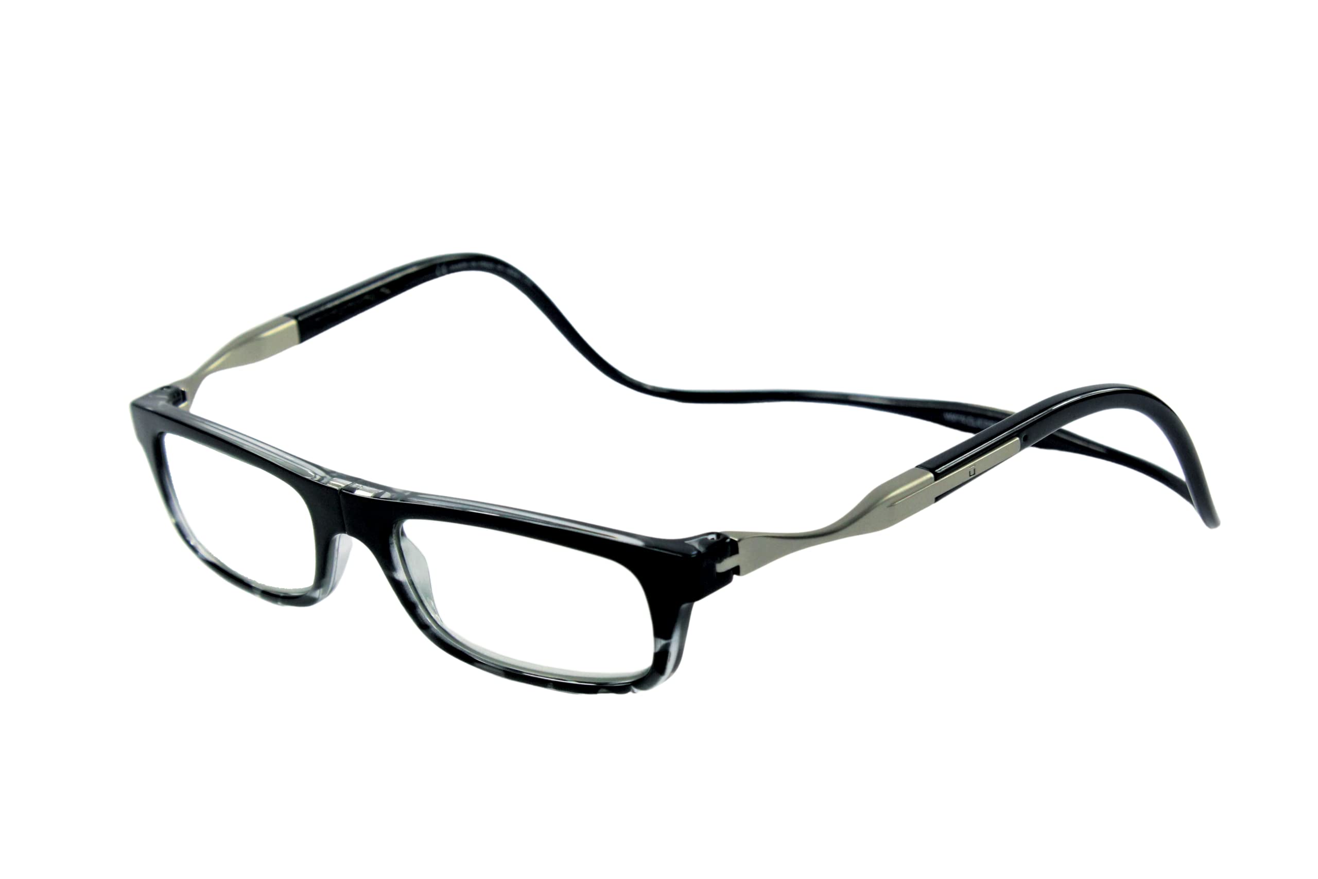 CliC Eyewear Gafas de lectura hombre y mujer - Vunetic Tenor Black/Black Clear - Gafas de lectura magnéticas - Poliamida TR90 y Nylon - Gafas flexibles de presbicia - Made in Italy
