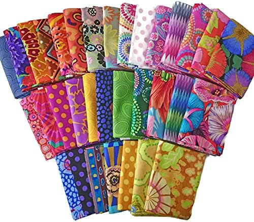 Fields 10 Fat Quarters - Kaffe Fasset Collections by Free Spirit Floral Flowers Flower Botanical Geometric Pattern Assorted Quality Quilters Cotton Fabrics
