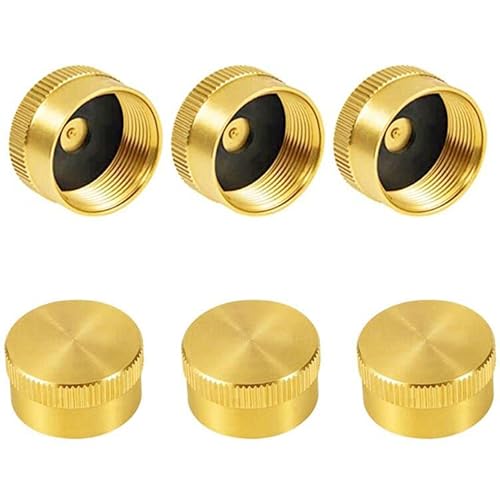 ANPTGHT Versiegelte Kappe aus massivem Messing, für Propangasflasche/Gasbehälter, Schutzkappe für Outdoor-Camping, um zu vermeiden, dass Gas bei der Lagerung austritt, 6 Stück Cover