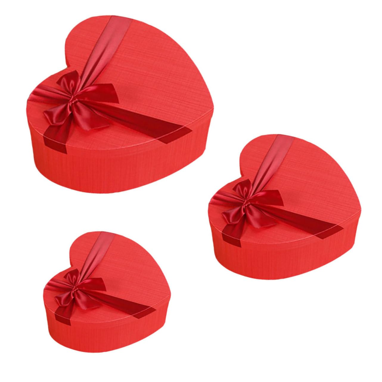 Healeved Herzförmige Geschenkbox aus Papier Rot 3 Stück für Valentinstag und Hochzeit