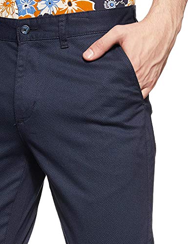 Image of ShreeRam Slim Fit Men NavyBlue Cotton Lycra Blend Trousers