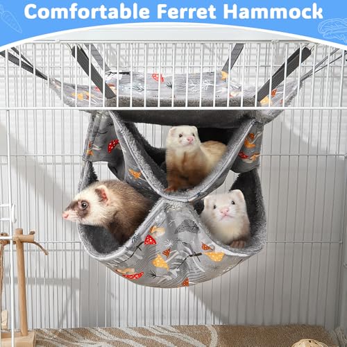 image for Glittme 3-Layer Ferret Hammock Soft Guinea Pig Hammock Washable Rat Ha