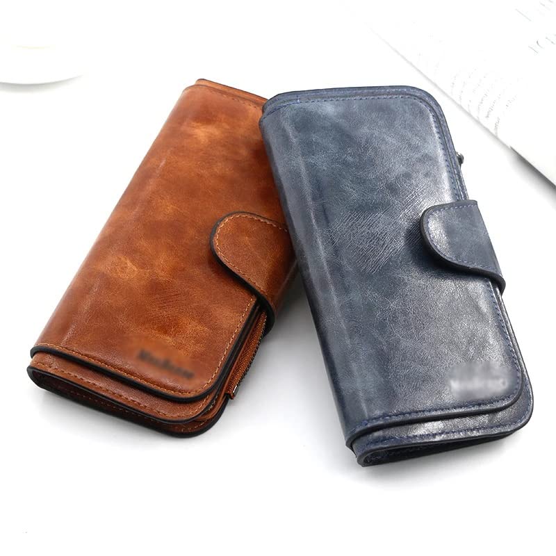 Wallet,Women's Wallet Made of Leather Wallets Three Fold Womens Purses Mobile Purse Female Coin Purse (D 19 * 10 * 2cm)4