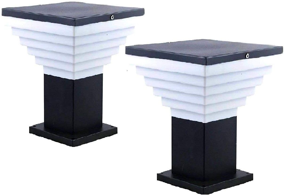 Black Stair Design Outdoor Modern Waterproof Gate Light - Pillar Light for Home & Garden, Path (Bulbnot Included) (Pack of 2)-image-36