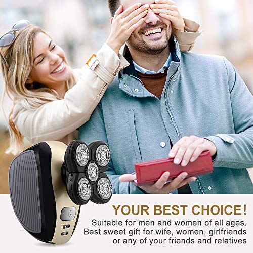 Telfun 5-In-1 Electric Razor For Men, Wet & Dry Rechargeable Rotary Shavers, 5D Floating 5 Head Cordless Grooming Kit With Beard, Nose, Ear, Body Hair Trimmer, Face Cleaning Brush Gifts For Men Dad #TOP6