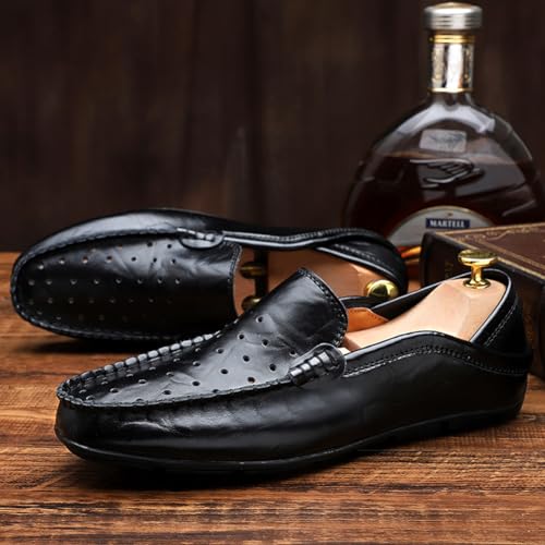Men's Lightweight Casual Genuine Leather Slip On Soft Driving Walking Shoes Penny Loafer Flats Shoes3