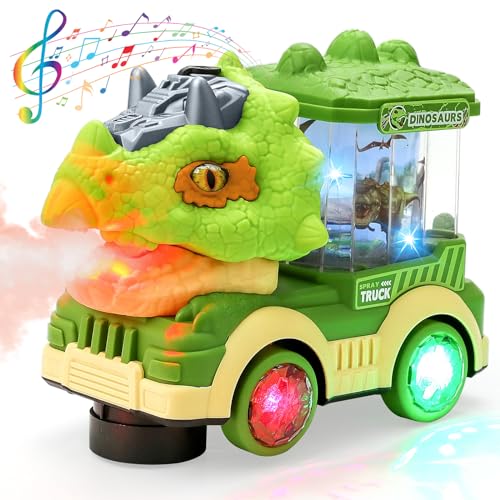 Mioanser Coche de Juguete Eléctrico de Dinosaurio con Luces Intermitentes y Sonido, Boca Que se Abre y se Cierra, Humo Simulado, Luz Giratoria y Sonido para Niños de 3 a 7 Años (Verde) Mioanser Coche de Juguete Eléctrico de Dinosaurio con Luces Intermitentes y Sonido, Boca Que se Abre y se Cierra, Humo Simulado, Luz Giratoria y Sonido para Niños de 3 a 7 Años (Verde)
