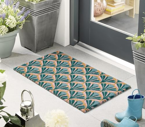 Lord of Rugs Felpudo impreso de fibra de coco para entrada de casa, interior y exterior, patio, balcón, antideslizante, duradero, fibra de coco natural, 45 x 75 cm