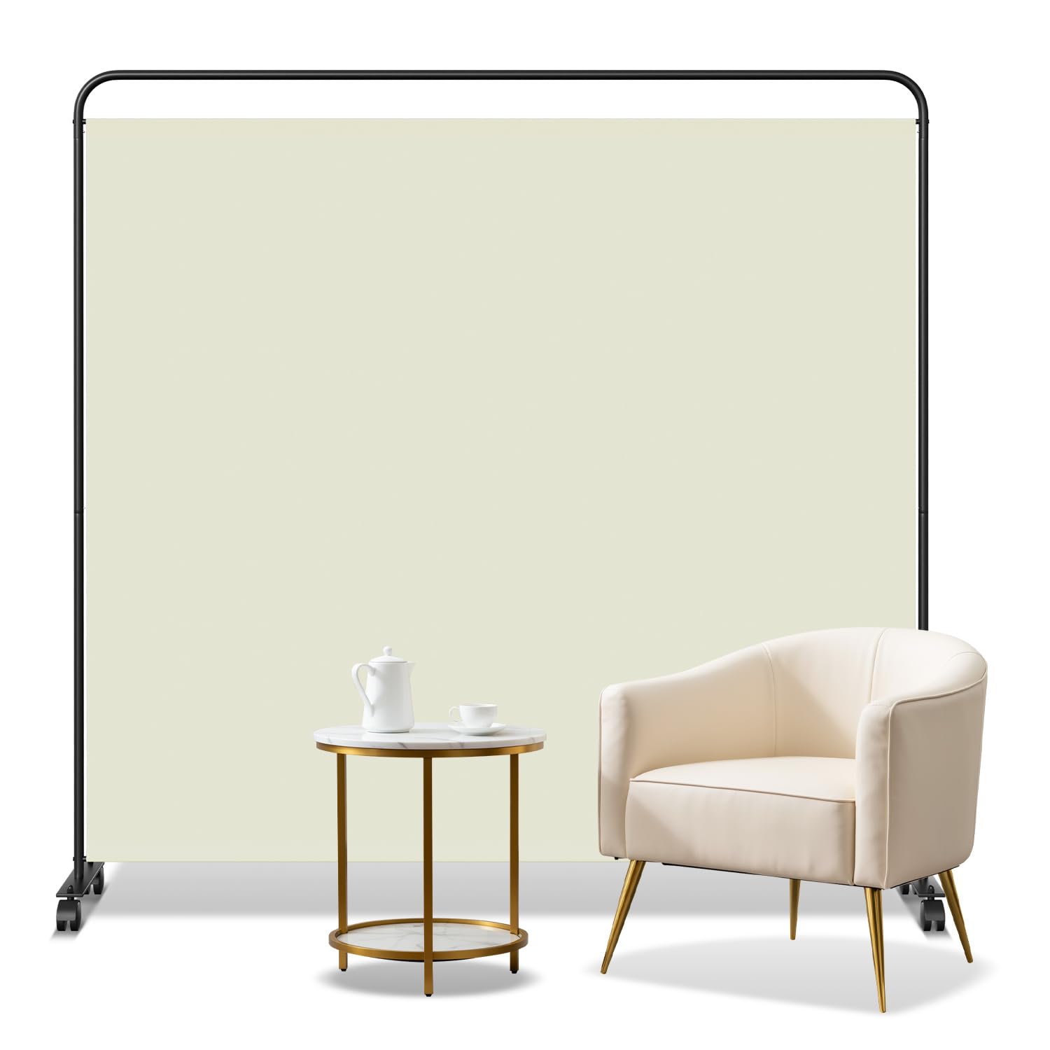 Paravento su rotelle, 1 pezzo, 185 x 180 cm, beige