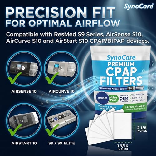 Image of CPAP & BiPAP Hypoallergenic Filters (Pack of 10) Compatible with S9 & AirSense 10, Durable, Eco-Friendly Air Filter for Clean, Fresh Breathing & Machine Performance