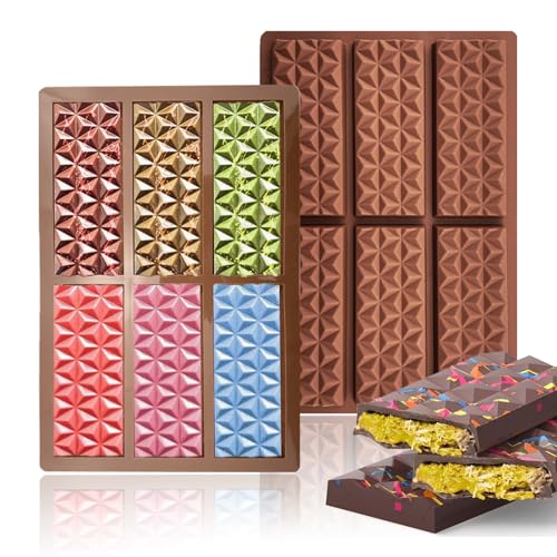 Sadodo Silicone Chocolate Bar Mould,New 6 Cells Rectangle Triangle Diamond Shape,Ice Cube Tray,Non Stick,Candy Cake Decoration,BPA Free Baking Mold (1PC Triangular Diamond Shape)