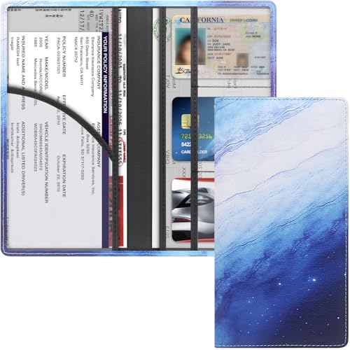 Image of LumiMokki Premium Car Registration & Insurance Card Holder with Magnetic Shut, Vehicle Glove Box Car Organizer - For Documents, Cards, License (Marble)