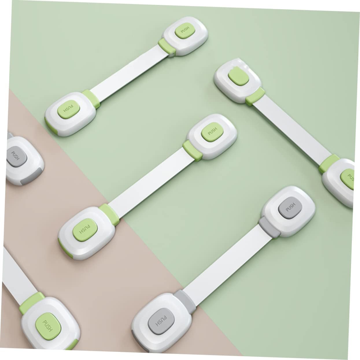 4pcs Boy Girl Safety Strap Locks Easy Installation Childproof Cabinet Locks with Adhesive Backing No Tools Required