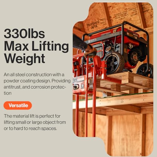 SuperHandy Material Lift Winch Stacker, Pallet Truck Dolly, Lift Table, Fork Lift, 330 Lbs 40" Max Lift w/ 8" Wheels, Swivel Casters [Patent Pending]