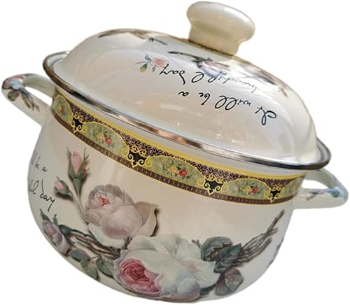 BESTOYARD Olla de sopa esmaltada, cazuela, olla de arcilla, sartenes antiadherentes con tapa, tazón de ensalada de fondo plano, tazones de sopa con