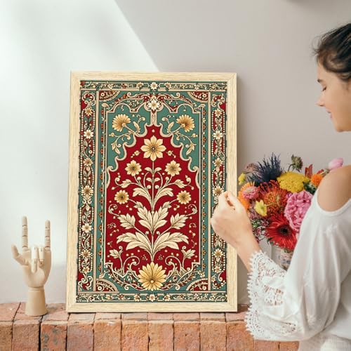 Image of ArtX Paper Madhubani Paintings with Frame for Home Decor Wall Art, Wall Paintings for Living Room, Multicolor, Natural Wood Color Frames, 12.0x18.0 inch, Set of 3